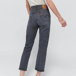 Levi’s The High Waisted Mom Jean Gray Raw Hem